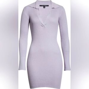 Toccin Mix Rib Henley Long Sleeve Cotton & Wool Blend Sweater Dress